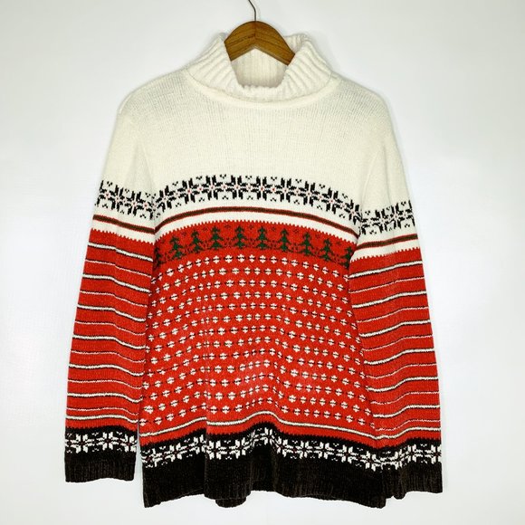 9s Chenille Cowl Neck Christmas Sweater 
